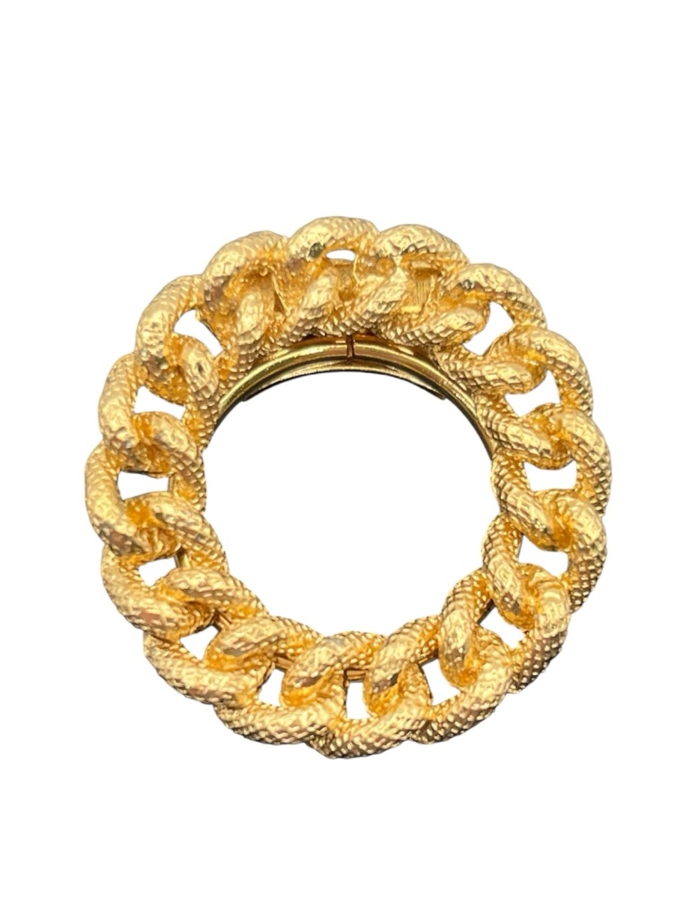 West Germany gold tone textured interlocking circles scarf clip vintage